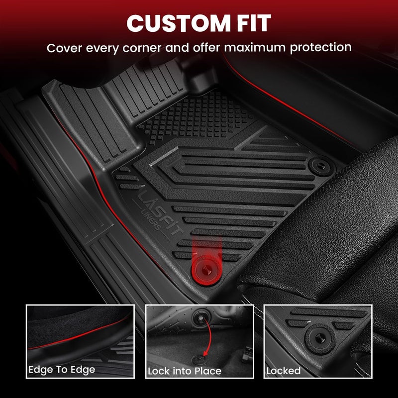 LASFIT Floor Mats for Honda Passport 2026, All Weather TPE Custom Fit Passport Floor Liner Accessories, 1st & 2nd Row, Black - Image 3